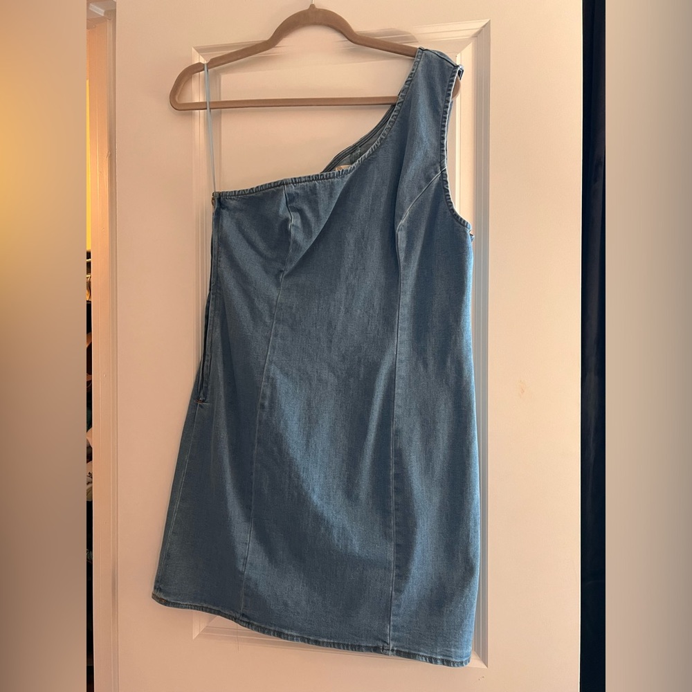altard state denim one shoulder dress size L